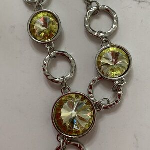 Spectacular Cleo silver tone and citrine colored glass stone necklace. NWOT.